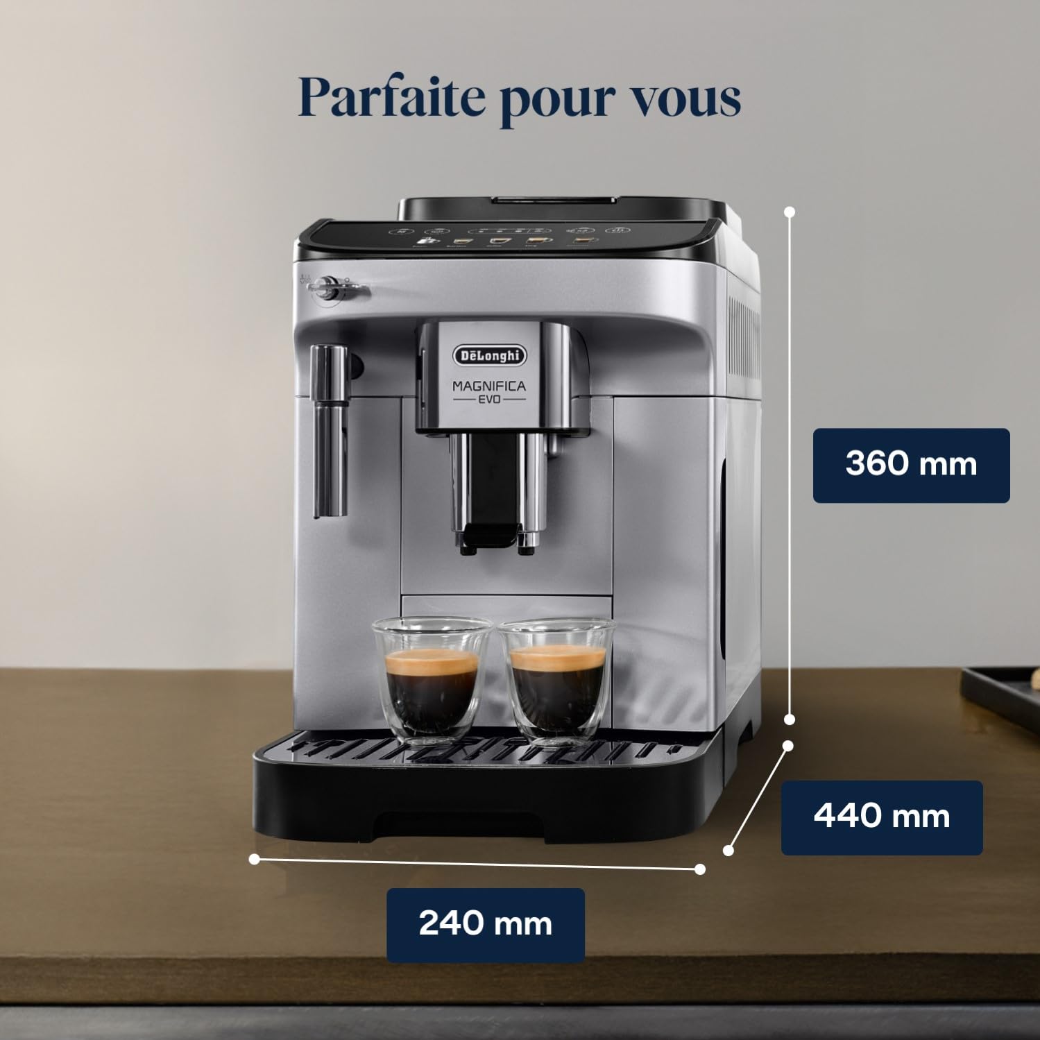 ProMecha Magnifica Evo, Machine à Café et Cappucino avec Broyeur à Grains, Argent