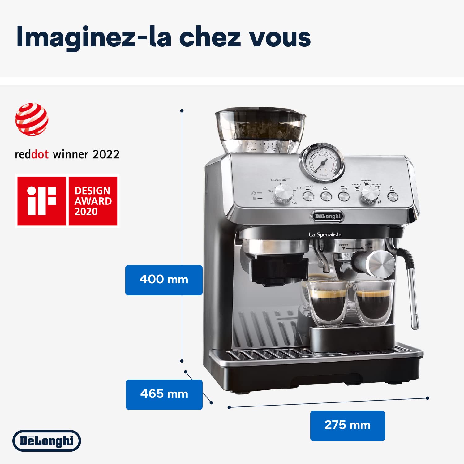 ProMecha La Specialista Arte, Machine Expresso Manuelle, Moulin intégré, Métal/Noir