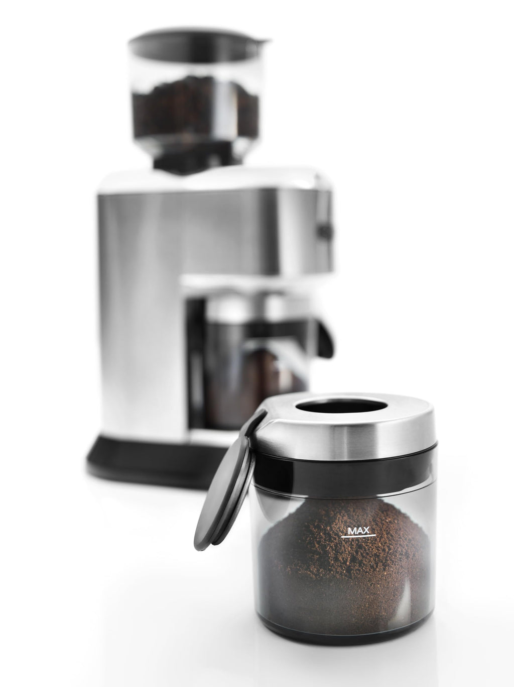 ProMecha Moulin à café électrique Dedica, écran LCD 2,1 pouces avec fonction arôme, argent