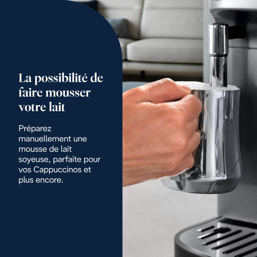 ProMecha Magnifica Evo, Machine à Café et Cappucino avec Broyeur à Grains, Argent