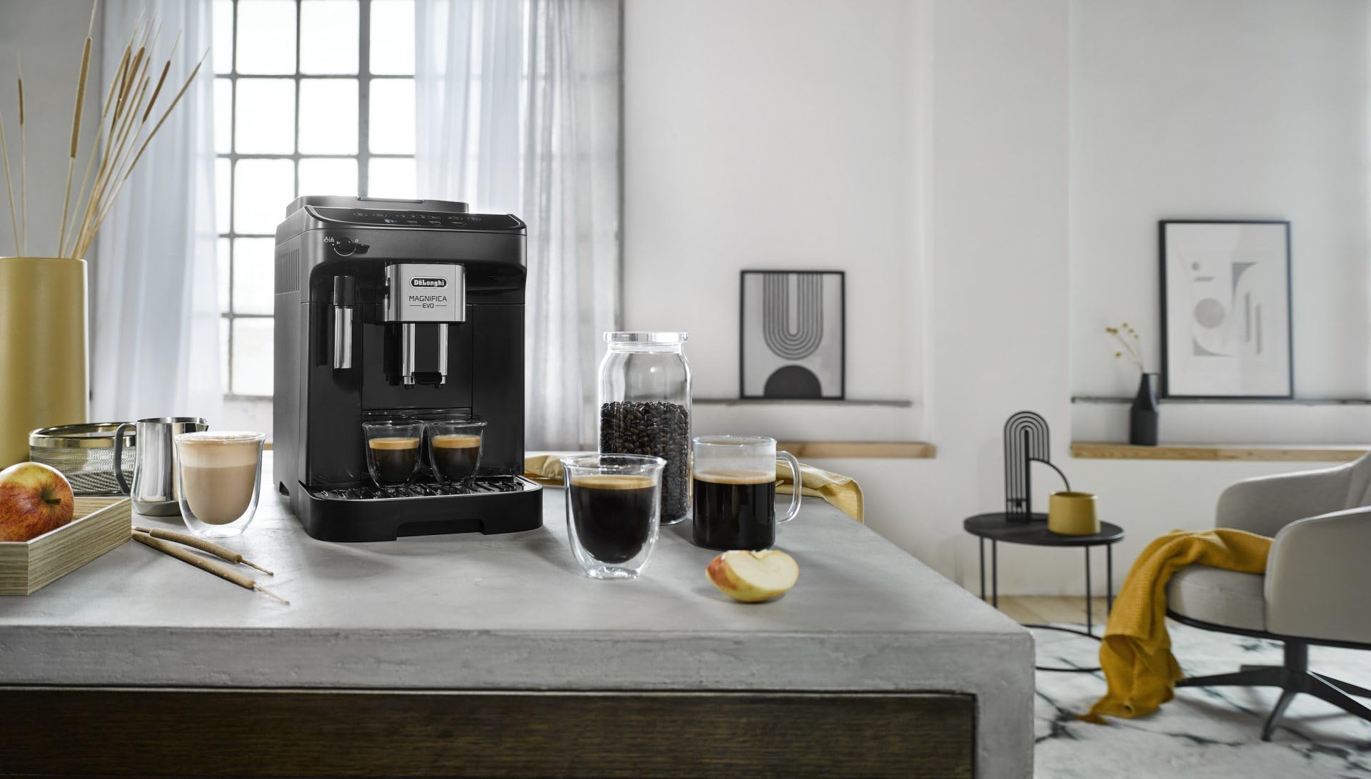 ProMecha Magnifica Evo, Machine à Café Automatique avec Mousseur à Lait, Noir